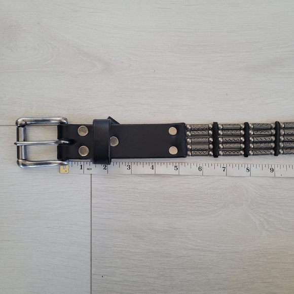 Johnny B Goods Black Heavy-duty Studded Hand Made Belt Genuine Leather Canadian - Picture 7 of 8